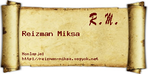 Reizman Miksa névjegykártya